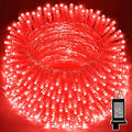 LAMPHOME 33ft Christmas Decorative Mini Lights, 100 LED Transparent Wire Fairy Starry String Lights Plug in, 11 Lighting Modes, for Indoor Outdoor Xmas Tree Wedding Party Decoration (red)