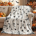 Horaldaily Halloween Flannel Blanket Throw, Crow Tree Soft Fuzzy Plush Cozy Fleece Blankets for Couch Sofa Bed Lounging, Ideal Gifts for Kids Adults Wife Self, 50x60