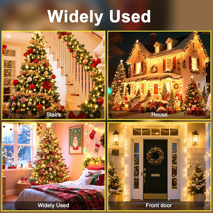 393 FT Christmas Lights 1000 LED Xmas Lights Outdoor Christams String Lights Waterproof 8 Modes & Timer, Fairy Lights Plug in for Weeding, Patio, Party, Holiday,Christmas Decor(Warm White)