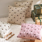 MIULEE Christmas Tree Decorative Pillow Covers Faux Fur Wool Throw Pillows Soft Plush Cushion Covers Set of 2 Xmas Home Decor Winter Holiday for Sofa Couch Livingroom Bed 18x18 Inch Cream