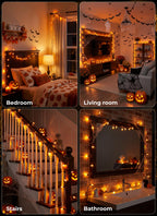Minetom 100-count 25Ft.Yellow & Orange Candy Corn Incandescent Mini Halloween String Lights for Outdoor & Indoor Halloween Decoration, Waterproof & Connectable