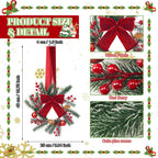 Maysing 6 Pcs 9.8" Small Christmas Wreath with Ribbon Mini Kitchen Cabinet Wreath Christmas Berry Pine Bow Decorations for Xmas Chair Back, Front Door, Window, Wall Farmhouse Decor(Red,Classic)