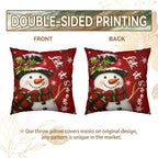 Cryfox Xmas Snowman Pillow Covers 18x18 Pillow Cases Winter Christmas Tree Pillow Cover Set of 2 Holiday Cushion Case Xmas Decoration for Couch Bed Sofa