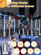 Christmas Lights 600LED 98FT, Waterproof Outdoor String Lights with Remote and Timer, 8 Modes Dimmable Fairy Lights for Indoor Outdoor Wedding Party Holiday Decorations (Cool White)