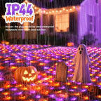 LitHome 14.8FT x 5FT Halloween Net Lights, 300 LED Purple Orange Bush Lights with 8 Modes, Connectable Waterproof Net Mesh Light Dark Green Wire for Bushes Shrubs Trees Outdoor Holiday Decor