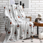 SmoothNovelty Easter Day Halloween Ghost Reading Book Blanket 50 x 60 Inches Soft Knit Throw with Ghosts Reading Book Pattern Halloween Easter Decoration Gift for Living Room Couch Sofa Bed