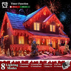 XURISEN 132ft Christmas Lights Decorations Outdoor, 1280 LED 8 Modes Fairy Lights with 240 Drops,Plug in Waterproof Timer Memory Function for Christmas Holiday Wedding Party Decor(Red)