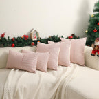 Hckot Christmas Pillow Covers 18x18, Red Throw Pillow Covers Set of 2, Striped Linen Decorative Pillows Cushion Covers for Couch Chair Beding Xmas Winter Decorations(Red)