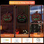 Halloween Pumpkin Night Lights, 12.2" x 16.54" 3D Infinite Mirror Pumpkin Light, LED Lighted Halloween Indoor Decoration for Kids Party Windows Doors Walls, Battery/USB & Plug-in Lights Sign