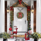 DiliComing 16-Inch Pre-Lit Winter Wreath - Large Christmas Door Wreath, Front Door & Window Decorations