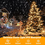Christmas Lights 33FT 100 LED 8 Modes with Timer Connectable Decorative String Lights for Xmas Tree Patio Party Warm White