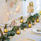 Romadedi Mini Lanterns Decorative for Wedding Centerpiece - 20 PCS Hanging Small Gold Lantern Bulk with Flickering LED Candles for Halloween Decorations Christmas Table Decor, Batteries Included
