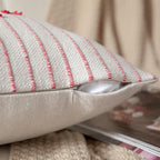 Caflife Boho Christmas Throw Pillow Covers 18x18 Set of 2, Christmas Decorations Pillow Covers Beige with Red Line for Modern Farmhouse Couch Sofa Bedroom Living Room Outdoor