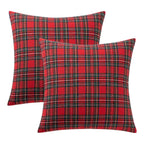 MIULEE Christmas Set of 2 Scottish Tartan Plaid Throw Pillow Covers Farmhouse Classic Decorative Outdoor Square Cushion Cases for Home Decor Sofa Couch 18x18 Inch, Red