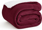 Bedsure GentleSoft Sherpa Fleece Throw Blanket for Couch - Thick and Warm Throw for Women, Soft Fuzzy Plush Christmas Blanket for Winter, Burgundy, 50x60 Inches