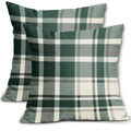 Christmas Plaid Pillow Covers 16x16 Set of 2 Forest Green Grey Buffalo Checkered Decorative Tartan Pillowcases Xmas Winter Holiday Outdoor Rustic Farmhouse Throw Cushion Case Decor for Couch Sofa Bed