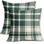 Christmas Plaid Pillow Covers 16x16 Set of 2 Forest Green Grey Buffalo Checkered Decorative Tartan Pillowcases Xmas Winter Holiday Outdoor Rustic Farmhouse Throw Cushion Case Decor for Couch Sofa Bed