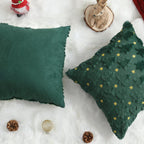 Allorry Christmas Pillow Covers 18 x 18 inch Set of 2 Dark Green Christmas Tree Pillow Covers Decorations Plush Faux Fur Soft Cushion Case for Winter Xmas Holiday Home Bedroom Sofa Decors PT004-A18
