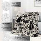 VODRM Spooky Goth Blanket Gothic Black Cats, Skulls, and Bats Throw Blankets Gifts for Girls Boys Adults Lightweight Soft Fleece Cozy for Sofa Couch Bed Room Travel Birthday Halloween Decor 50x60in