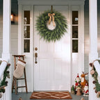 24" Real Touch Artificial Cedar Wreath - Faux Christmas Wreaths for Front Door,Faux Pine Green Wreath for Home, Holiday, Fireplace, Mantle,Wall, Windows, Xmas, Outdoor Decoration