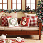 ISAENNE Design Square Classic Chrismas Style Throw Pillow Covers 18"x18", Green Soft Velvet Cushion Cover with Xmas Garland Pattern Decor Pillowcases for Bed,Living Room,Outdoor,Car