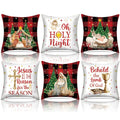 FuWeave 6 Pcs Christmas Pillow Covers 18 x 18 Inch Decorative Lime Green Red Xmas Pillow Cushion Case Pillowcase Square Christmas Pillow Covers for Home Sofa Couch Decorations (Nativity Scene)