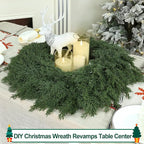 26" Real Touch Christmas Cedar Wreath, Christmas Wreaths for Front Door, Realistic Pine Wreath, Large Green Cypress Wreaths for Home Fireplace Wall Window Porch Outdoor Xmas Holiday Decor