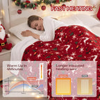 Electric Blanket Heated Throw, Soft Flannel Christmas Heated Blanket with 8 Hours Auto Off & 8 Fast Heating Levels Machine Washable Sherpa Heating Blanket with Overheating Protection Gift for Women