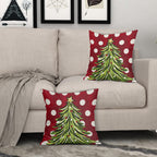 Sivirary Dark Red Christmas Pillow Covers 18x18 Inch Set of 2 Xmas Tree Polka Dots Holiday Decorative Winter Throw Pillowcases Outdoor Seasonal Farmhouse Cushion Cases Decor for Sofa Couch Bed