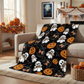 Horaldaily Halloween Flannel Blanket Throw, Jack-O-Lantern Ghost Cat Dots Soft Fuzzy Plush Cozy Fleece Blankets for Couch Sofa Bed Lounging, Ideal Gifts for Kids Adults Wife Self, 50x60