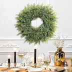 26'' Lush Christmas Cedar Wreath for Front Door, Porch, Window- Artificial Cedar Leaves Greenery Outdoor Christmas Wreath for Home, Farmhouse Wall Decor- Spring, Summer, Fall, Christmas Decor