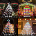 Christmas String Lights Outdoor Decoration 317 LED Star Fairy String Lights 11 Modes & Waterproof for Party Wedding Patio Yard New Year Holiday Indoor Outdoor - Cool White + Multi-Colored