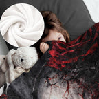 cromcu Gothic Skull Rose Flannel Throw Blanket, 50x60in, Soft Warm Cozy Blankets with Skull and Red Rose, Gothic Gifts for Women Skeleton Lovers, Halloween Home Decor Dorm Office Travel Camping
