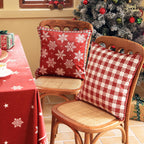 ISAENNE Design Square Classic Chrismas Style Throw Pillow Covers 18"x18", Red Soft Velvet Cushion Cover with Snowflakes Pattern Decor Pillowcases for Bed,Living Room,Outdoor,Car