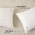 Emvency Christmas Throw Pillow Covers 18x18 Set of 2, White Golden Snowflakes Decorative Pillow Cases Soft Plush Faux Fur Wool Couch Cushion Case for Couch Bed Sofa Living Room Home Decor
