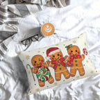 OFIRD Christmas Pillow Covers 12x20 Pack of 2 Brown Gingerbread Man Snowflake Throw Pillow Covers Winter Holiday Decorative Pillowcase Farmhouse Linen Cushion Case for Sofa Couch Christmas Decor