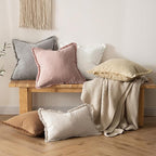 MIULEE Christmas Decorative Throw Pillow Covers Neutral Linen Fringe Throw Pillows Set of 2 White Boho Farmhouse Cushion Covers with Tassels for Couch Sofa Bed Living Room Home Decor 20x20 Inch