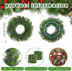 Zeyune Christmas DIY Green Wreath 14 Inch Artificial Christmas Wreaths Faux Plain Wreaths for Decorating Front Door Window Room Farmhouse Xmas Party Indoor Outdoor(Willow Pine,8 Pcs)