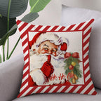 Coeufuedy Christmas Pillow Covers 18x18 Set of 4 Candy Canes Elk Santa Claus Sleigh Rides Winter Holiday Decoration Cushion Case for Sofa Couch Home Decor