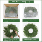 24" Norfolk Pine Wreath for Front Door, Real Touch Artificial Greenery Wreath Realistic Christmas Wreath for Wall,Fireplace,Windows,Indoor,Outdoor,Home,Holiday Decorations