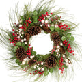 wwmira 26 Inch Large Christmas Wreath for Front Door, Extra-Large Artificial Wreath with Pine Cones, Red & White Berries, Nuts and Eucalyptus on Grapevine Base, Big Outdoor Holiday Decor