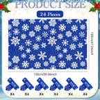 Moukeren 24 Pcs Christmas Snowflake Throw Blanket Bulk, 59 x 47 Inch Xmas Winter Throw Blanket Christmas Warm Soft Cozy Fleece for Home Bedding Couch Chair Gift (Dark Blue)