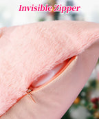 SEGXCFL Christmas Pillow Covers Set of 2 Soft Plush Faux Fur Pillow Cases 3D Embroidered Decorative Couch Cover Home Decor Christmas Throw Pillow Covers 18x18,Pink Christmas Tree