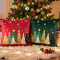 Lanpn 18x18 Christmas Pillow Covers Set of 2, Embroidery Cute Christmas Tree Decorative Holiday Pillowcase Pillow Case Cushion 18 x 18 for Indoor Home Bedroom Sofa Couch Xmas Decor