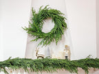 26" Norfolk Pine Wreath Real Touch Christmas Wreath for Front Door Winter Wreaths for Walls Windows Porches Indoor Outdoor Christmas Xmas Decorations Holiday Decor