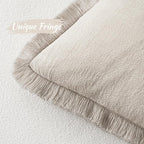 MIULEE Christmas Decorative Throw Pillow Covers Neutral Linen Fringe Throw Pillows Euro Shams Set of 2 Natural Beige Boho Farmhouse Cushion Covers for Couch Sofa Bed Living Room Home Decor 28x28 Inch
