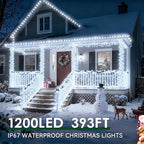Outdoor Christmas Lights, 1200LEDs 393FT Christmas Tree String Lights, IP67 Waterproof 8 Modes Cold White Holiday Lights with Remote for House Yard Xmas Decorations