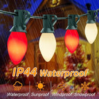 C7 LED Christmas Lights Outdoor, 25Ft Christmas Red White String Lights with 27 Ceramic LED Bulbs(2 Spare), Connectable Vintage Xmas Light for Xmas Tree Roofline Wedding Party Holiday Decor