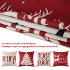 CAROMIO Christmas Decoration Pillow Covers 18 x18 Set of 4 Farmhouse Decorative Throw Pillows for Home Deer Rustic Xmas Tree Pillow Cases Winter Holiday Decor Throw Cushion Cases for Sofa Couch