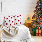 Mixweer 2 Pcs Tufted Christmas Throw Pillow Cover 18 x 18 Inch Santa Hat Pillow Covers 3D Xmas Pillows Case Decorative Soft Cushion Cover for Sofa Couch Bed Room